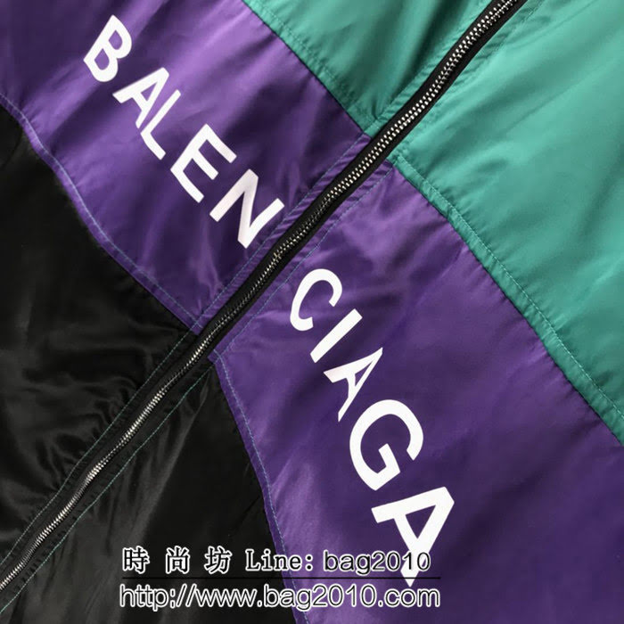 BALENCIAGA巴黎世家 18秋冬綠紫黑 拼接防風 風衣夾克 情侶款 ydi1943